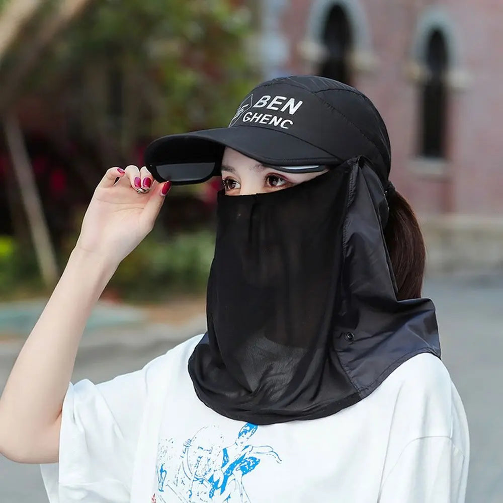 Women's UV Ice Silk Full Face Sun Cap – Breathable Outdoor Hat UV Protection Sun Hat HIP