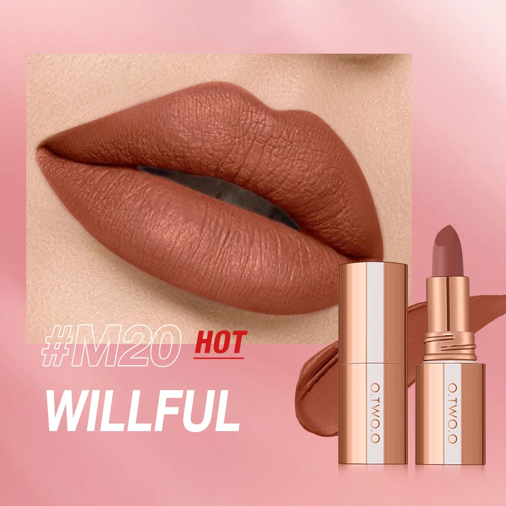 O.TWO.O Matte Lipstick Lip Tint 8 Colors Waterproof Long Lasting Non-stick Cup Sexy Highly Pigmented Velvet Lip Sticks Lip Stain HIP M20 China Mainland Full Size