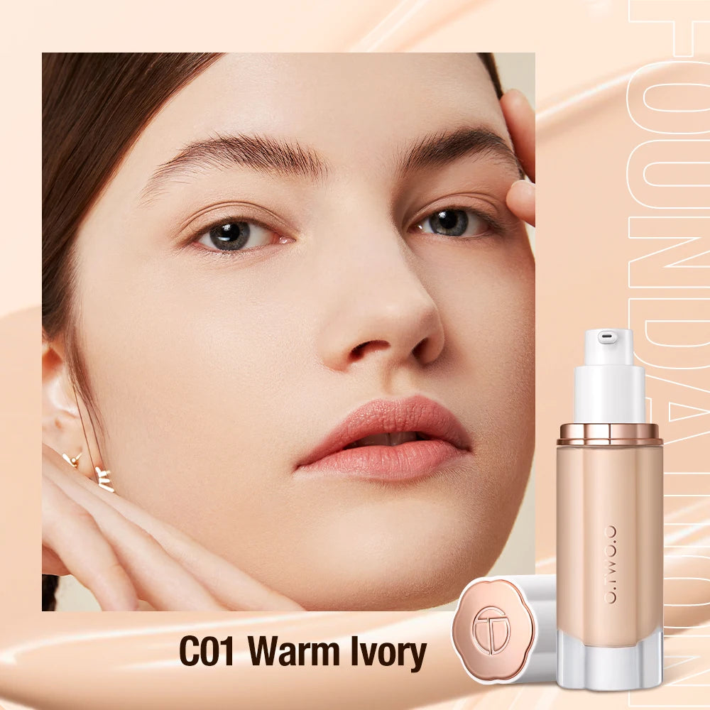 O.TWO.O Liquid Foundation Cream Face 30ml High Coverage Makeup Base Soft Mist Locking Waterproof Concealer Makeup Foundation HIP C01 China Mainland