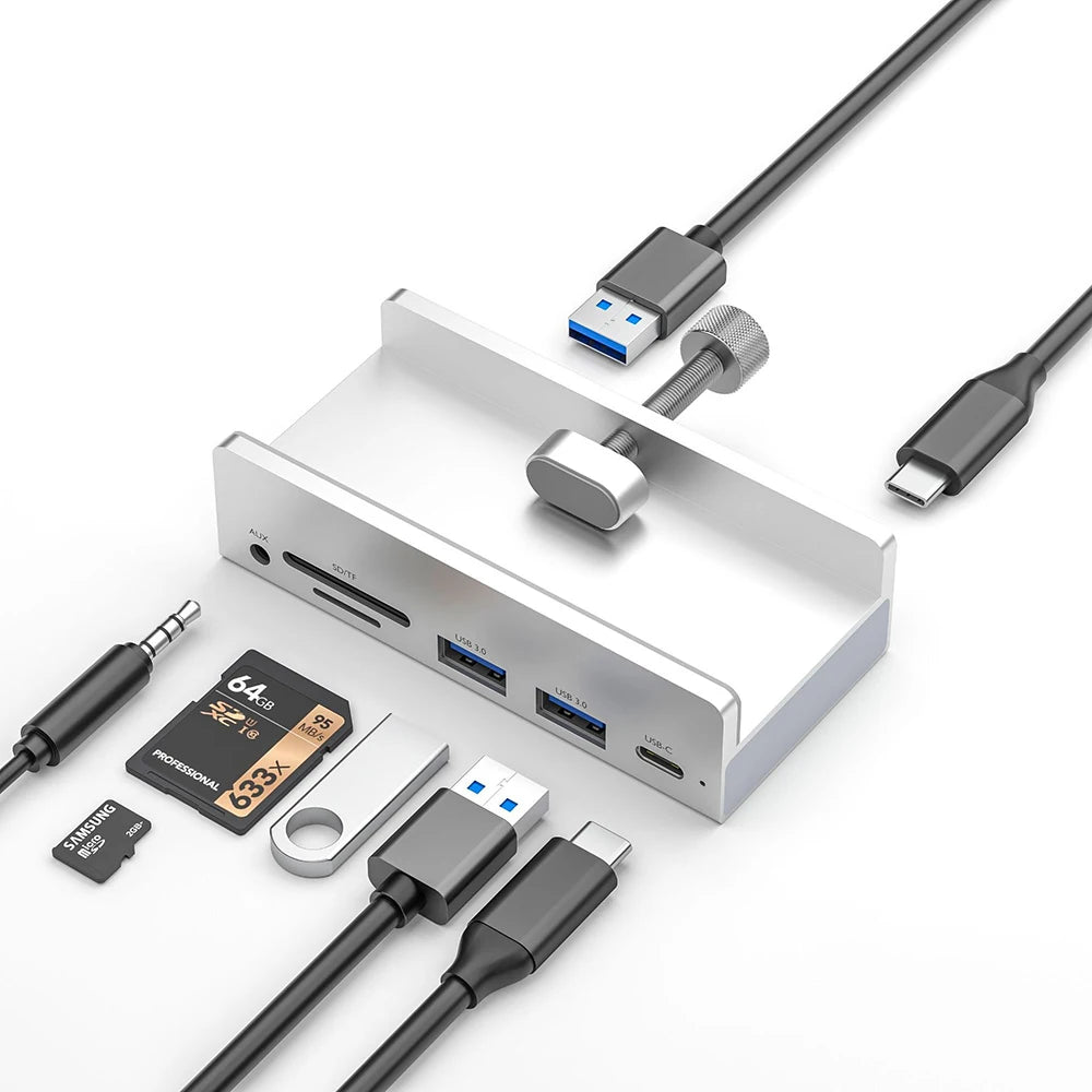 OULLX 8-in-1 USB-C Hub Docking Station – Monitor Clip Mount USB-C Docking Hub HIP