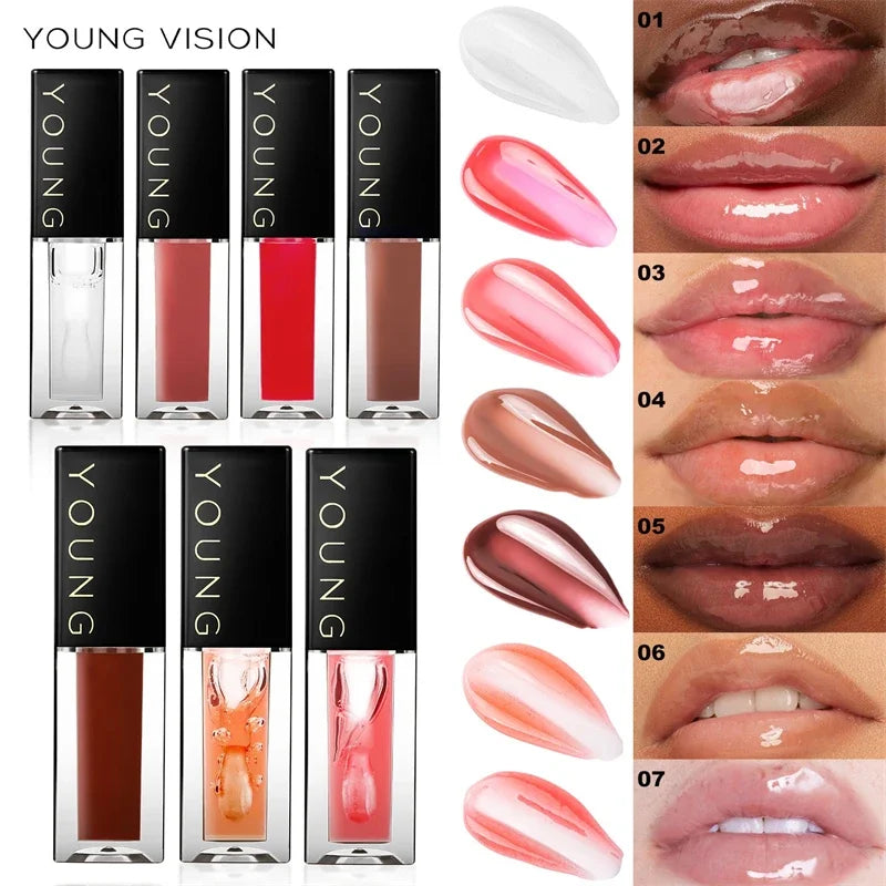 7 Colors Lip Gloss Lip Oil Mirror Water Glossy Tint Hydrating Plumping Lip Care Jelly Gel Moisturizing Liquid Lipstick Cosmetic HIP