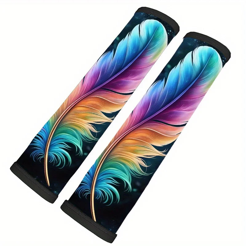 Set of 2 Colorful Feather Seat Belt Covers – Shoulder Pads Seat Belt Covers HIP