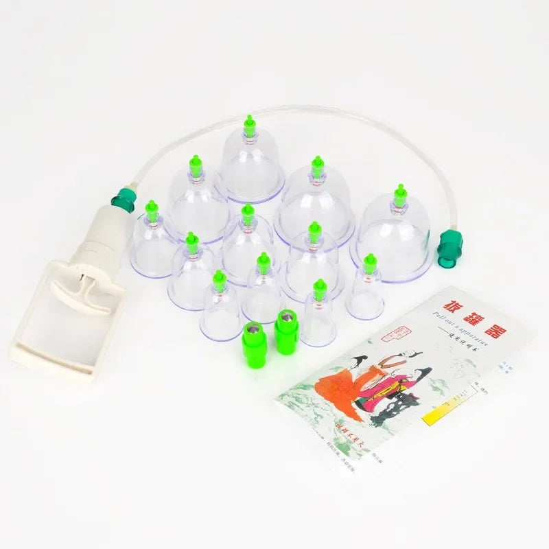 Vacuum Cupping Set 6 & 12 Cup Kit with Pump Gun Cupping Therapy Set HIP 12Pcs Set