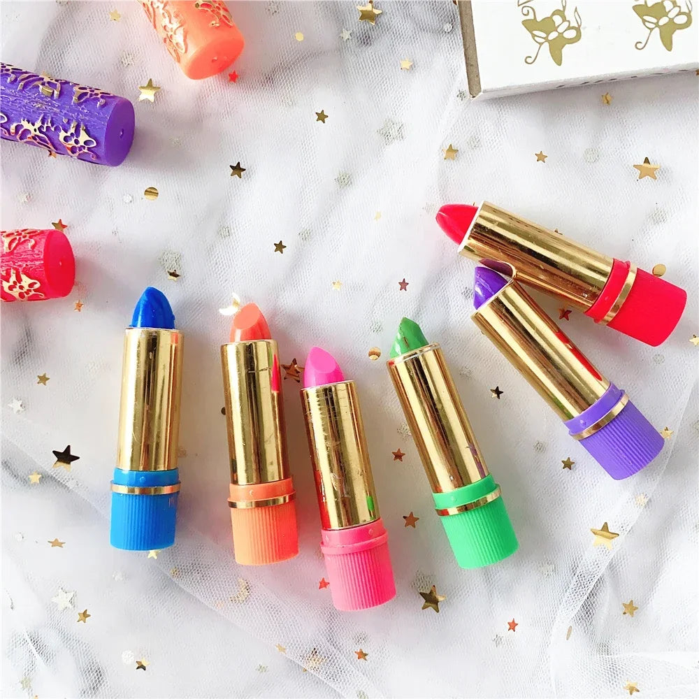 6PCS/BOX Dark Green Magic Spotting Lipgloss Lipstick Long Lasting Lip Liner Butterfly Green Lipstick Cosmetics Makeup Maquiagem HIP