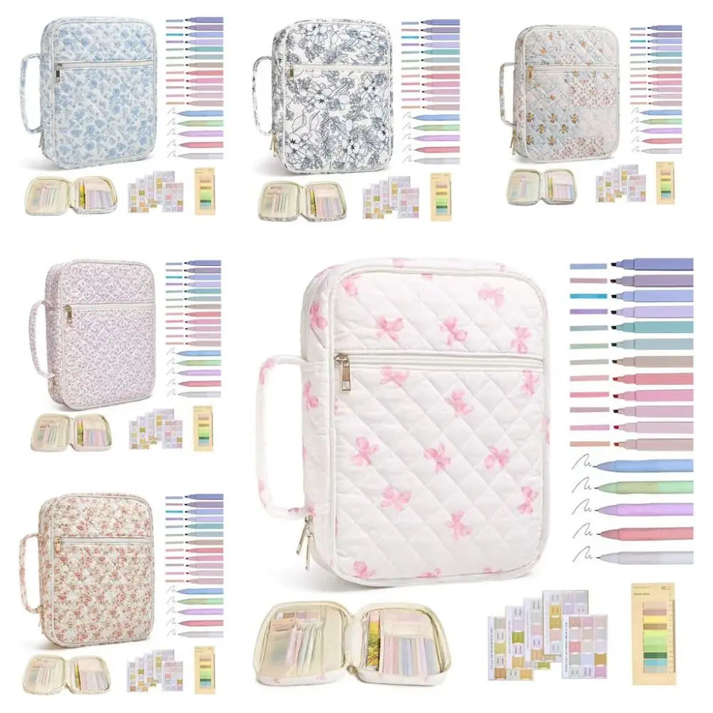 Floral Bible Cover Bag – Zipper Pocket, Handle, 100% Cotton Bible Cover Bag HIP