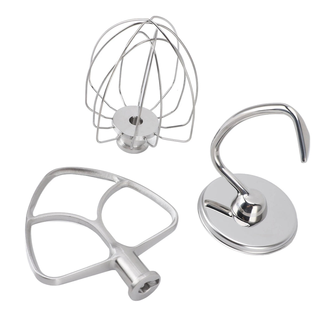 3pcs Stand Mixer Attachment Flat Beater Wire Whip Tilt Head Stand Mixer Accessories Easy To Clean Stainless Steel for Kitchen HIP