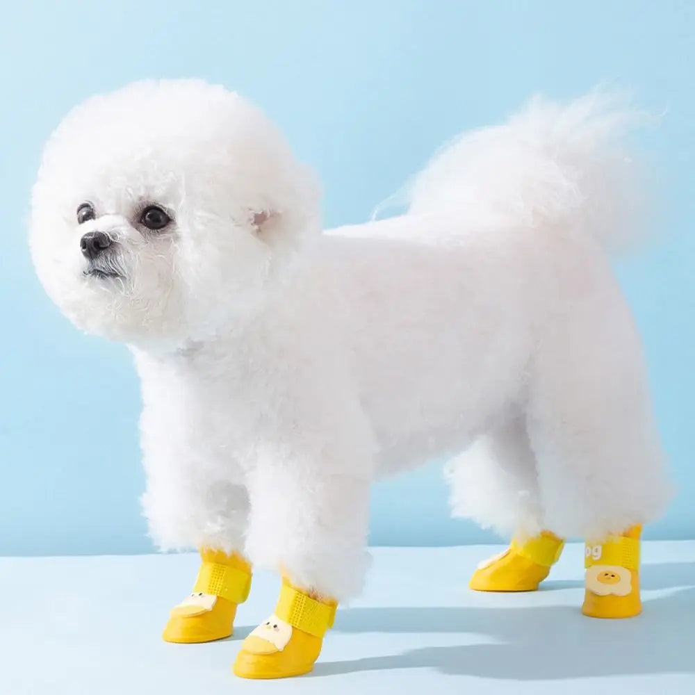 4-Pack Silicone Pet Rain Boots – Waterproof Non-Slip Dog Paw Covers Dog Rain Boots HIP