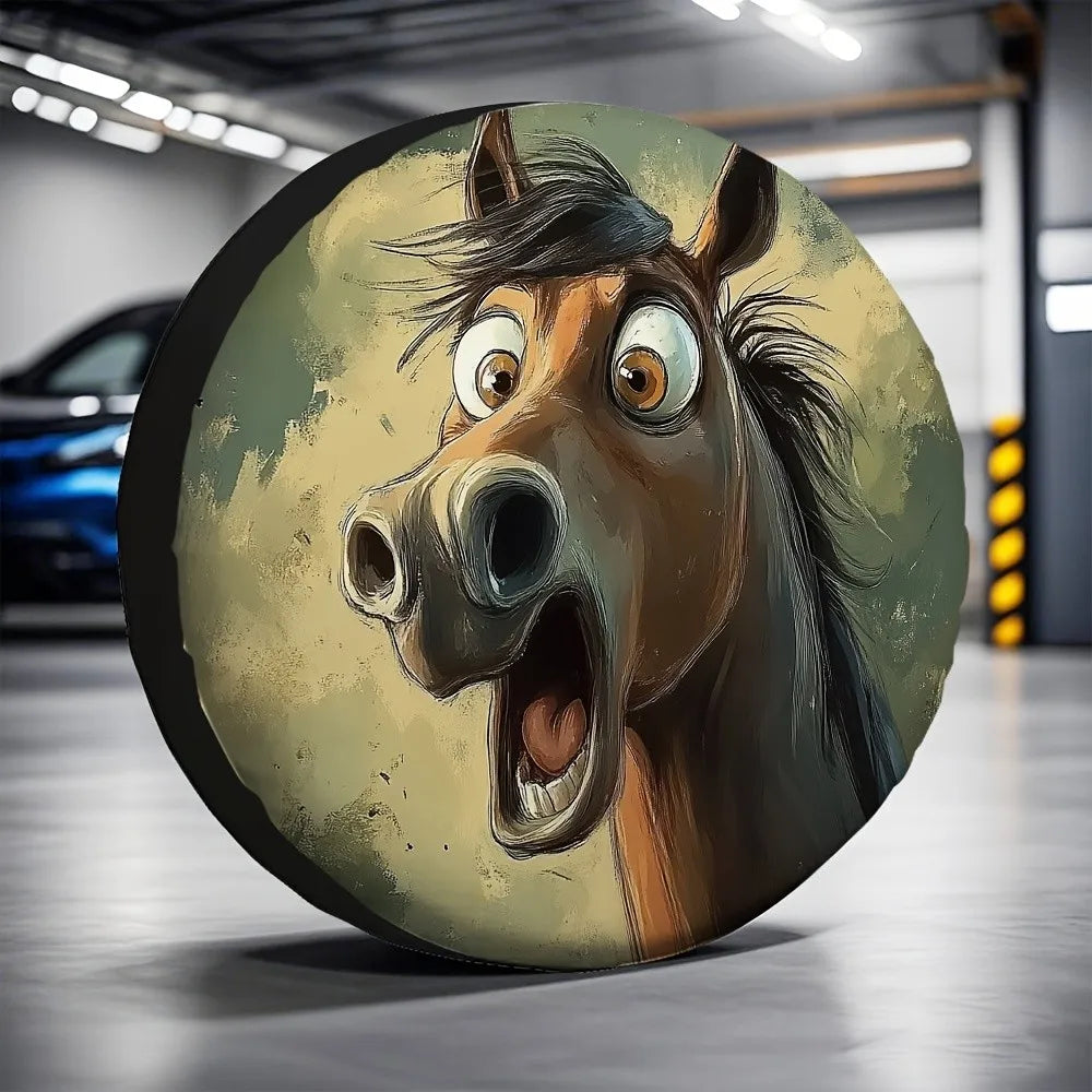 Funny Horse Face Spare Tire Cover – Universal Polyester Fit Spare Tire Cover HIP 1 16 in