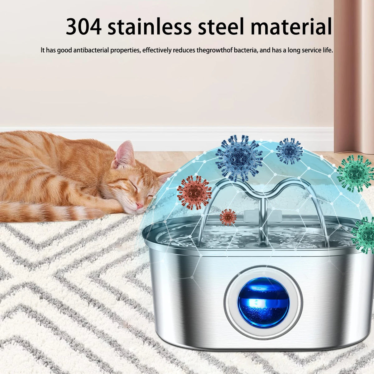 108oz/3.2L Cat Water Stainless Steel Pets Dispenser With LED Light Silent Pump Automatic Fountain For Cat Dog Drinking Bowl HIP