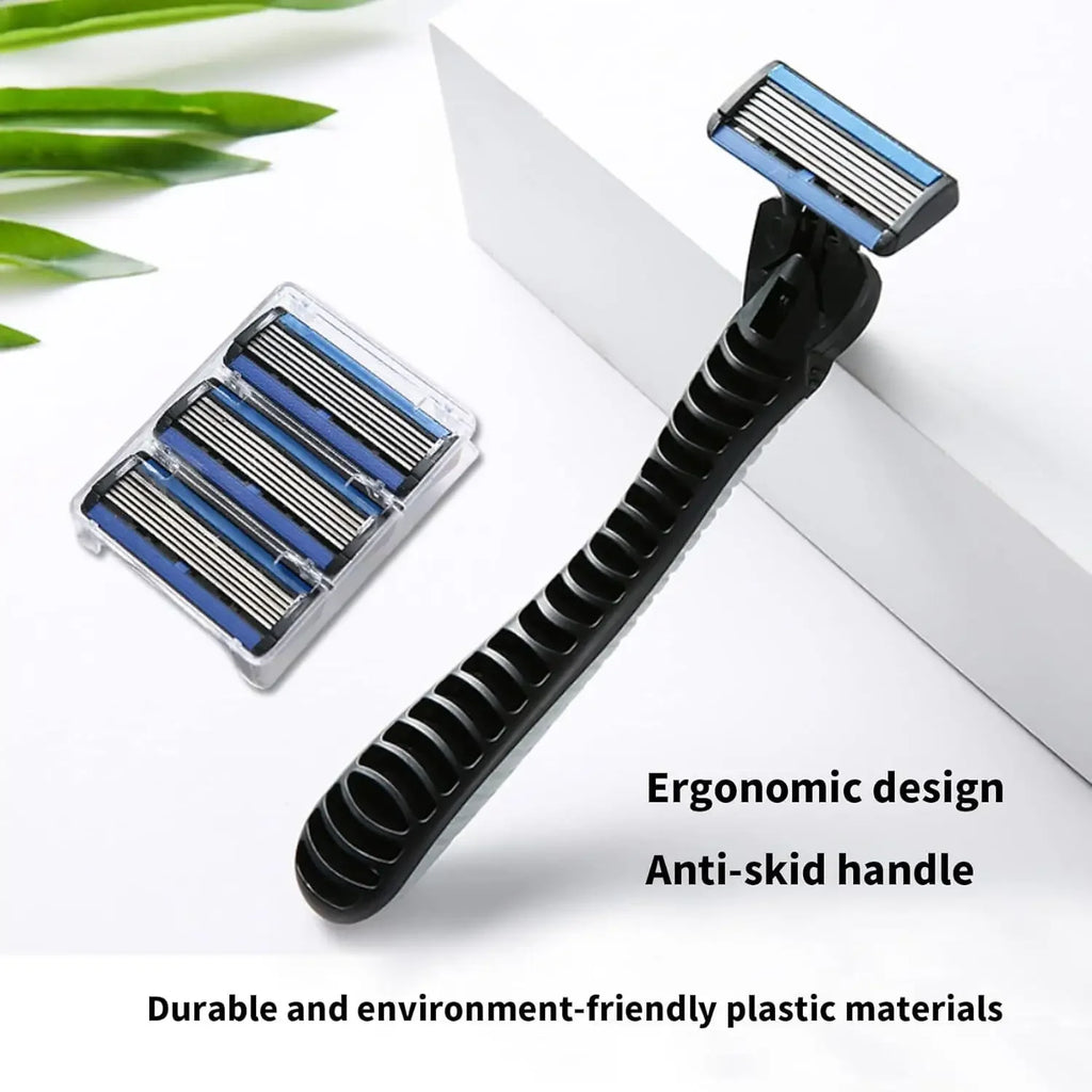 Men's 6-Blade Reusable Safety Razor – Stainless Steel Men's Safety Razor HIP