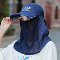 Women's UV Ice Silk Full Face Sun Cap – Breathable Outdoor Hat UV Protection Sun Hat HIP navy