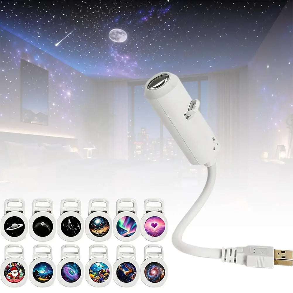USB Star Galaxy Projector Night Light Car Ambient Light Romantic Atmosphere Starry Sky Projection Lamp For Car Home Decor Light HIP 12 Film