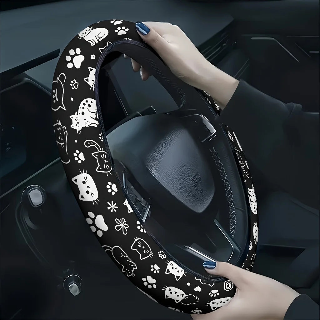 Cute Kitten Car Steering Wheel Cover – Soft & Breathable Steering Wheel Cover HIP 1