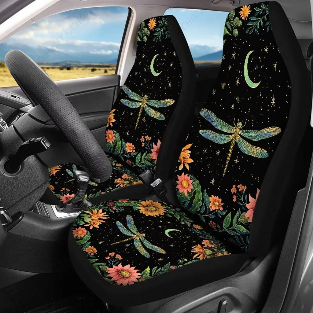 Dragonfly Moon Flower Car Seat Covers – Set of 2 | Universal Fit Car Seat Covers HIP