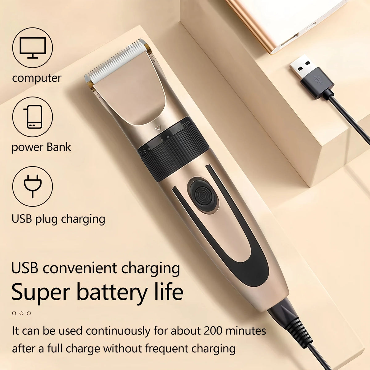 USB Rechargeable Electric Shaver & Pet Hair Clipper Electric Shaver Trimmer HIP