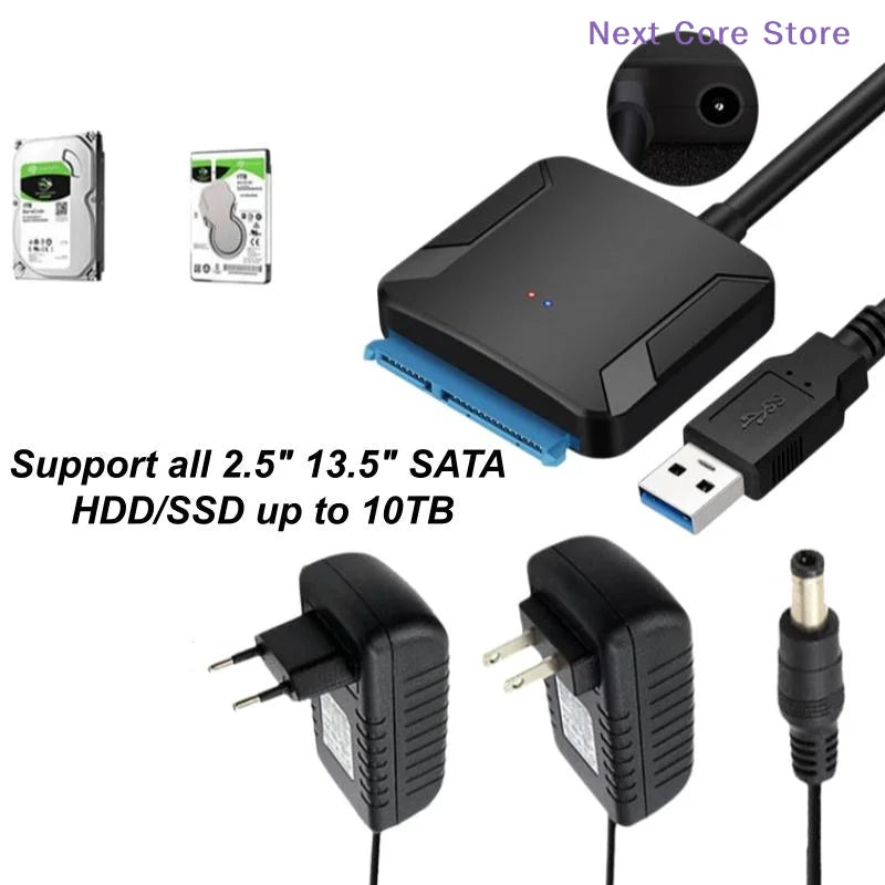 SATA to USB 3.0 Adapter – 2.5/3.5" SSD HDD Converter Cable HDD USB Adapter HIP