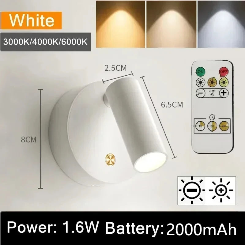 Dimmable LED Wall Light | Touch Switch & Magnetic Base | USB-C LED Wall Light HIP 2000-With Control 3000K-4000K-6000K DC5V