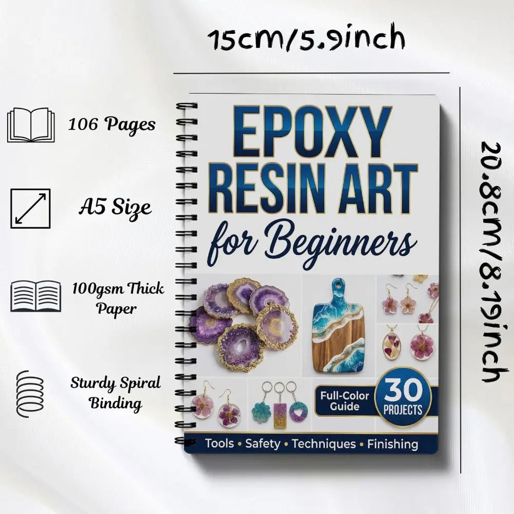 Epoxy Resin Art Handbook – 30 Beginner DIY Projects Craft Tutorial Book HIP