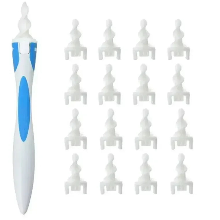 Soft Silicone Ear Wax Remover Tool – 16 Replacement Tips Ear Cleaning Tool HIP C598-16 head opp bag