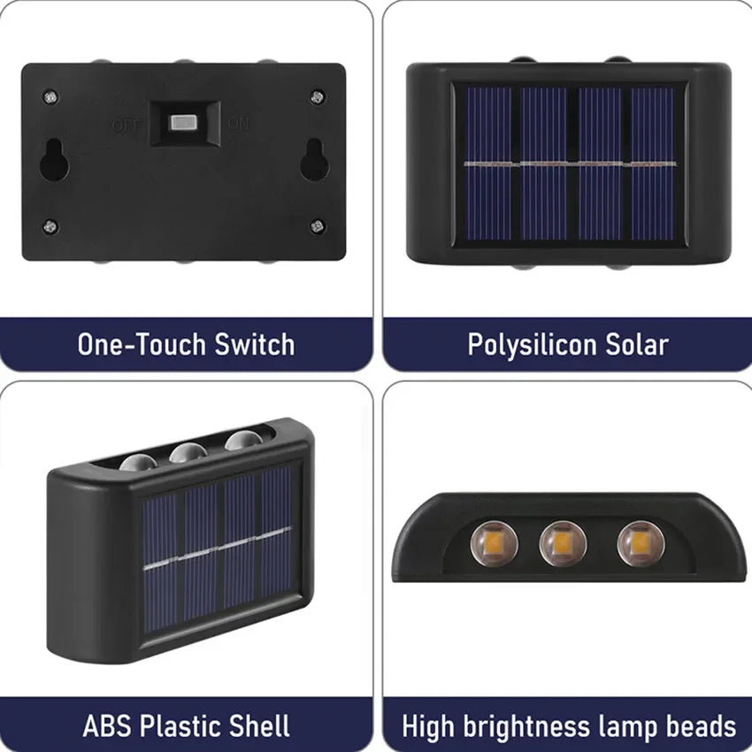 Heinast Solar Outdoor Wall Lamp IP65 Warm LED Up Down Light Solar Wall Light HIP