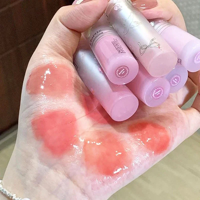 Floral Mirror Glass Solid Lip Gloss Water Light Round Tube Lipstick Clear Oil Jelly Lip Glaze Natural Nude Moisturizing Lip Tint HIP