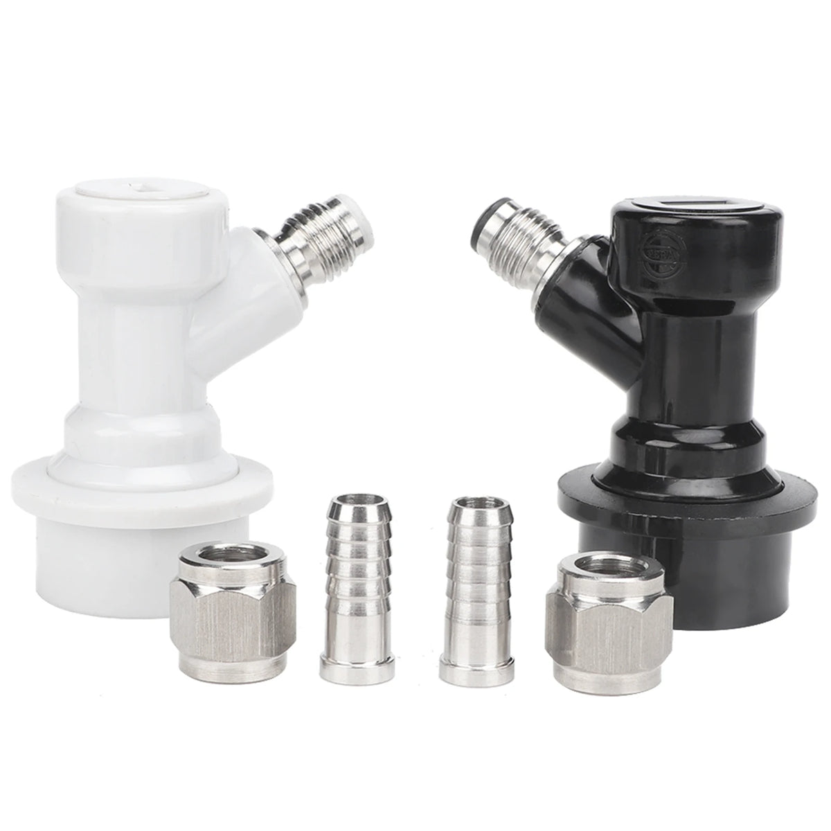 Threaded Ball Lock Keg Fittings Plastic Connector with Adapter Clamp Ball Lock Keg Fittings Plastic Ball Lock Ball Lock Keg HIP Light Grey