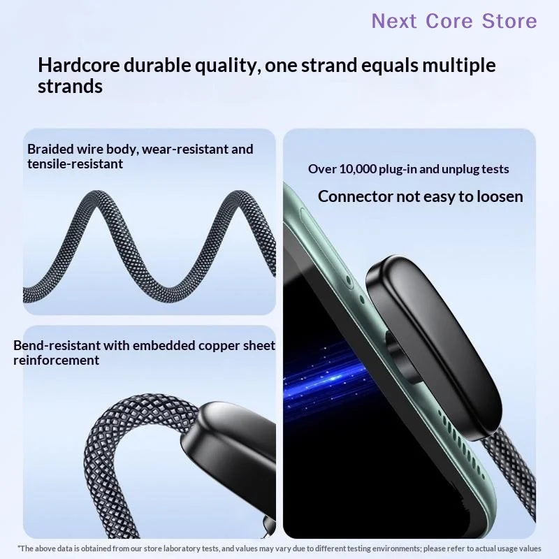 100W USB-C Fast Charging Cable – 90° Elbow Nylon Braided USB-C Charging Cable HIP
