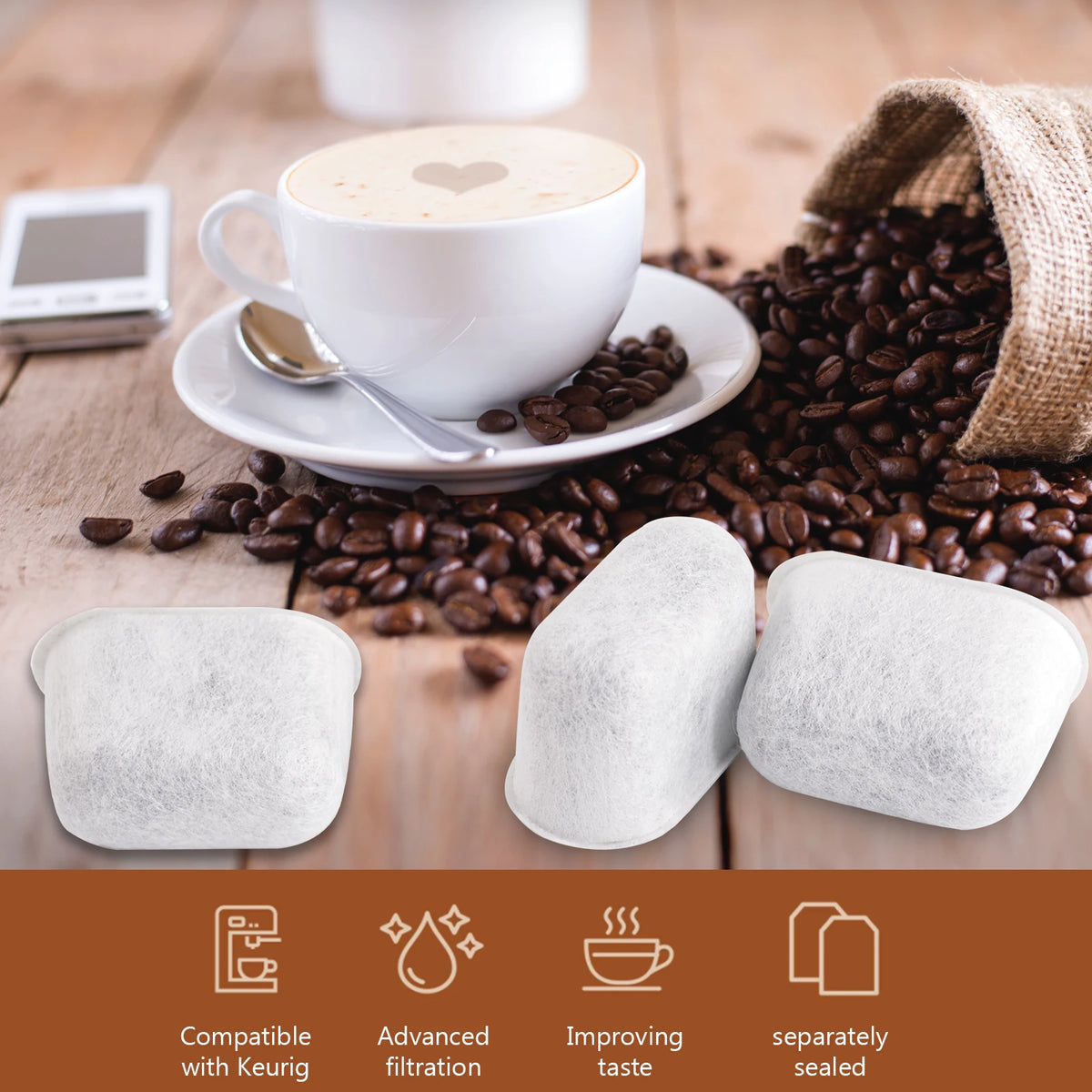 12 Pack Coffee Replacement Filter Coffee Filter Compatible with Keurig Coffee Maker Machine Coffee Machine Accessory HIP
