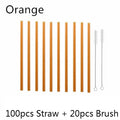100-Pack Reusable Glass Straws 20cm with 20 Cleaning Brushes