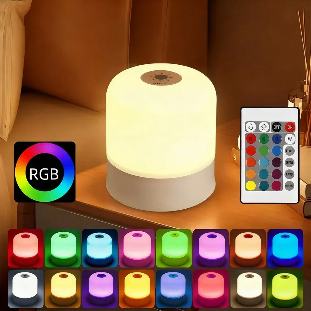LED Night Light Dimmable Rechargeable/Plug-in Desktop Bedroom Bedside Lighting Decorative Touchscreen Reading RGB Desk Lamp HIP