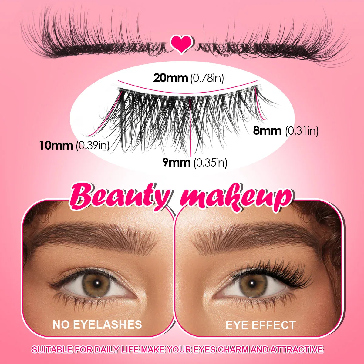 YSDO Natural Half Lashes New Hand Made Maquilagem Fluffy Fake Half Eyelashes Soft 3D Mink Lashes Makeup 3/5/10 Pairs Faux Cilios HIP