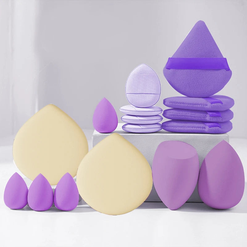 16-Piece Pink Makeup Sponge & Puff Set – Blend & Conceal Makeup Sponge Set HIP SHE133-16purple