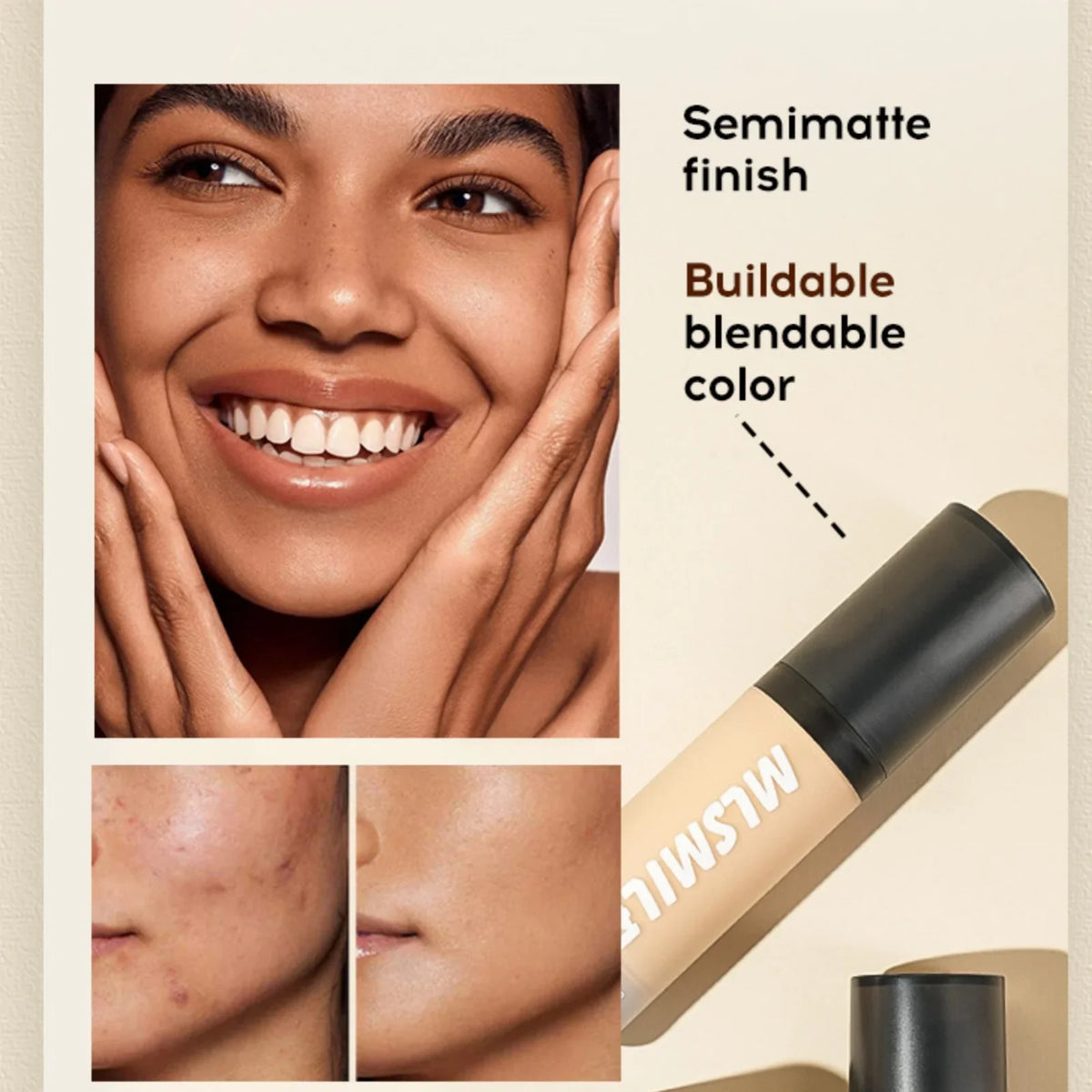 MLSMILE Flawless Base Makeup Set – Foundation, Primer & Powder Face Makeup Set HIP