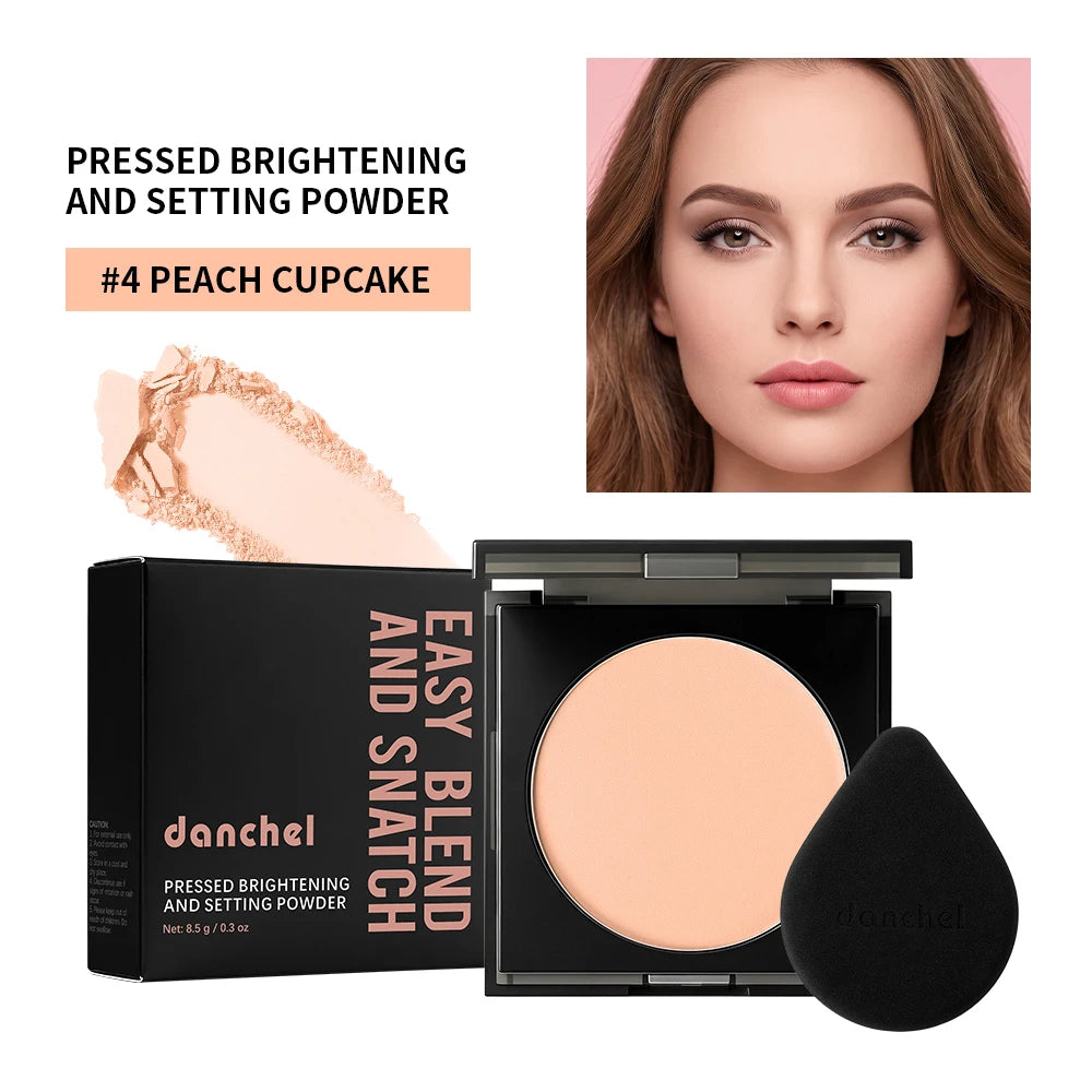 Matte Full Coverage Pressed Powder Foundation With Puff Applicator Waterproof 24H Fresh Wear Weightless Oil Control Cosmetics HIP 4Peach Cupcake