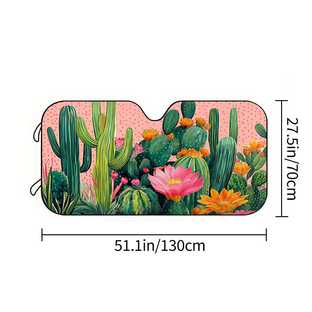 Pink Cactus Flower Car Sun Visor – UV Windshield Sunshade Car Windshield Sunshade HIP
