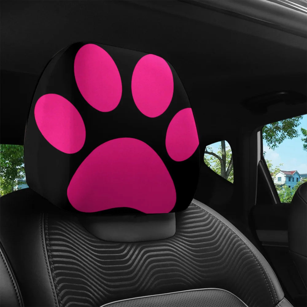 2-Pack Pet Paw Print Car Headrest Covers – All-Weather Car Headrest Covers HIP