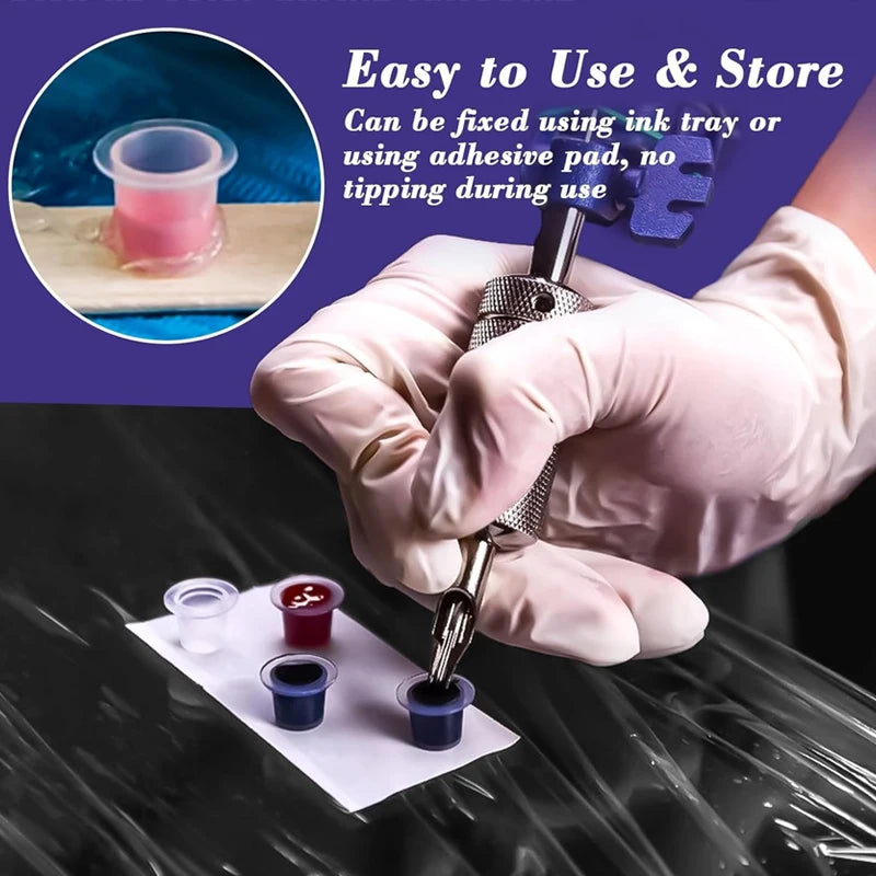 100pcs Tattoo Cup Makeup Holder Silicone Pigment Cups Ink Cups Silicone Pigment Cups Pigment Tattoo Ink Caps Cup Accessories HIP