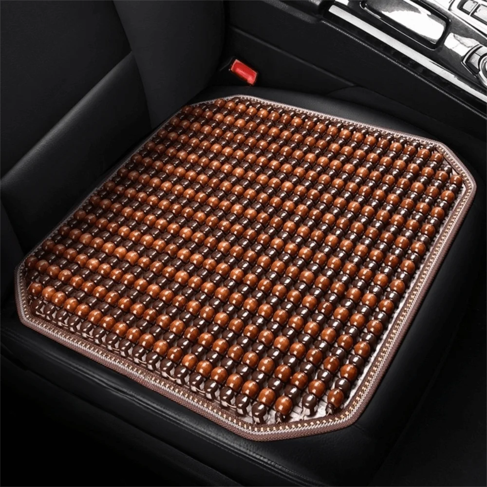 Handwoven Wooden Bead Seat Cushion 42x42cm – Non-Slip & Breathable Wooden Bead Seat Pad HIP