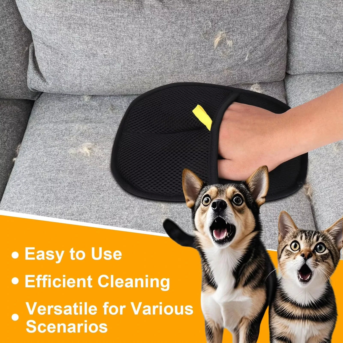 Double-Sided Pet Hair Removal Gloves – Reusable & Washable Pet Grooming Gloves HIP