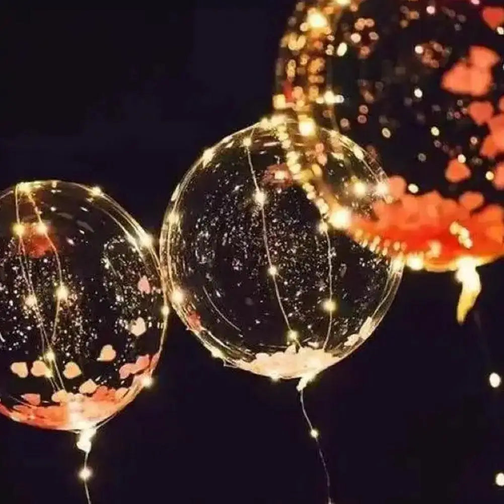 3sets Led Balloons Light Up Balloons Clear Bobo Balloons Luminous Bubble Balloon With Light String For Party Birthday New Year HIP