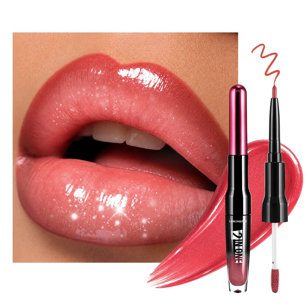 Dual End Wine Bottle Lip Makeup Matte Lip Liner Pen Mirror Glossy Lipgloss Long Lasting Moisturizing Shiny Lip Contour Cosmetic HIP 10