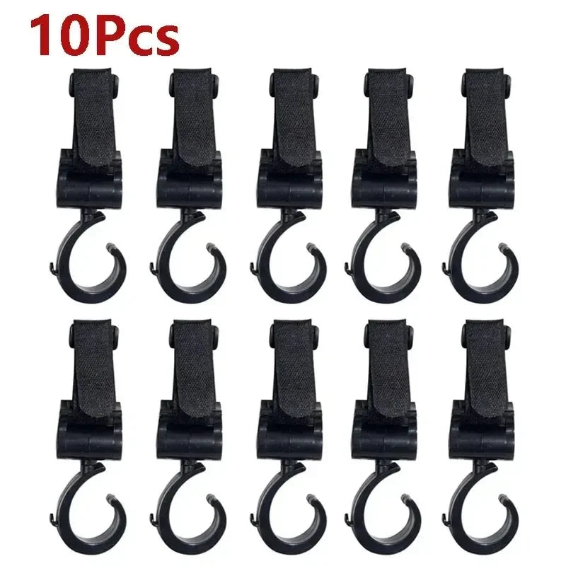 Baby Stroller Hooks – Multi-Purpose Diaper Bag Organizer Stroller Hook Set HIP C20-Black 10pcs