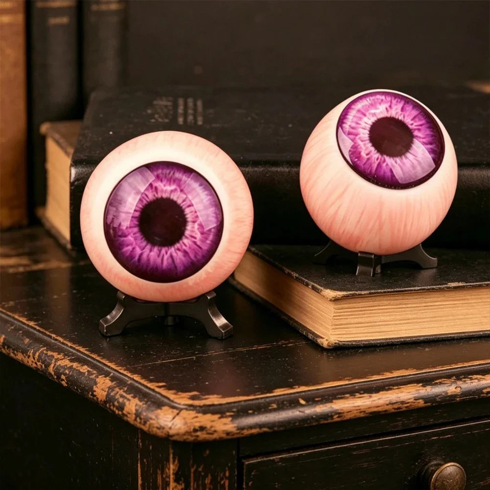 Gothic Creepy Purple Eyeball Realistic 3D Monster Human Eyeball Resin Figurine With Display Stand Desktop Home Ornament Decor HIP