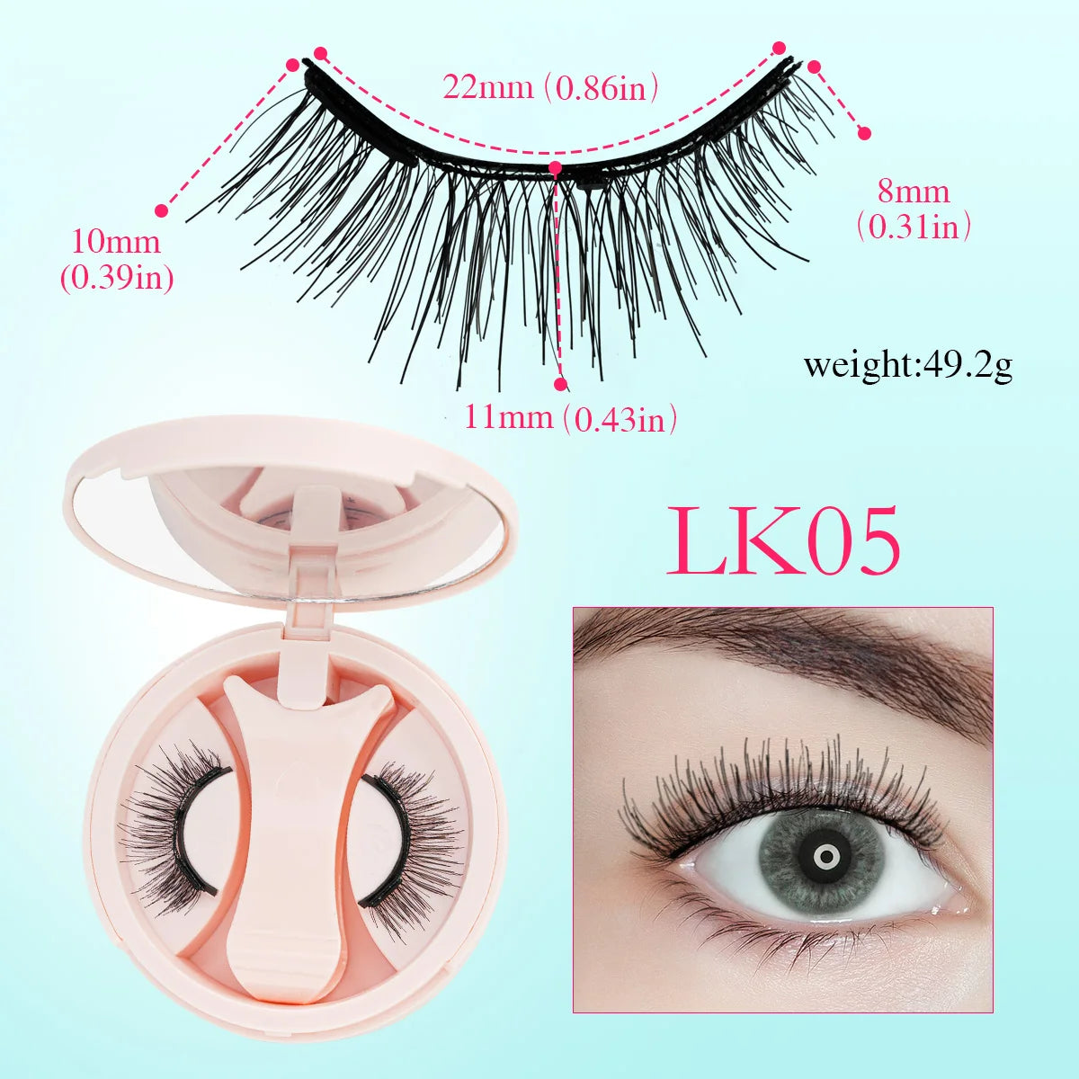 1 Pair Reusable Magnetic Eyelashes 3D Mink Lashes Long-Lasting No Glue Needed False Eyelashes and Magnetic Tweezers Set HIP LK05
