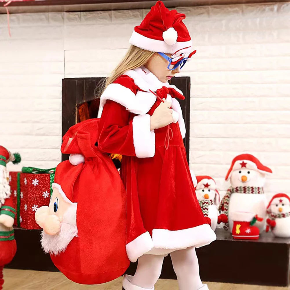 1PCS Velvet Santa Sack Velvet Reusable Christmas Bags Drawstring for Gifts Wrapping Large Xmas Bags for Presents HIP