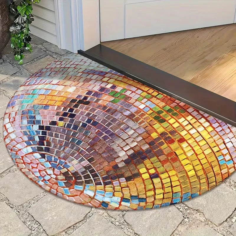 Semi-Circular Disco Ball Door Mat – Anti-Slip & Washable Semi-Circular Door Mat HIP