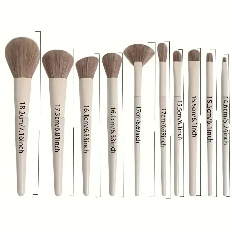 10-Piece Makeup Brush Set – Foundation, Blush & Eye Makeup Brush Set HIP