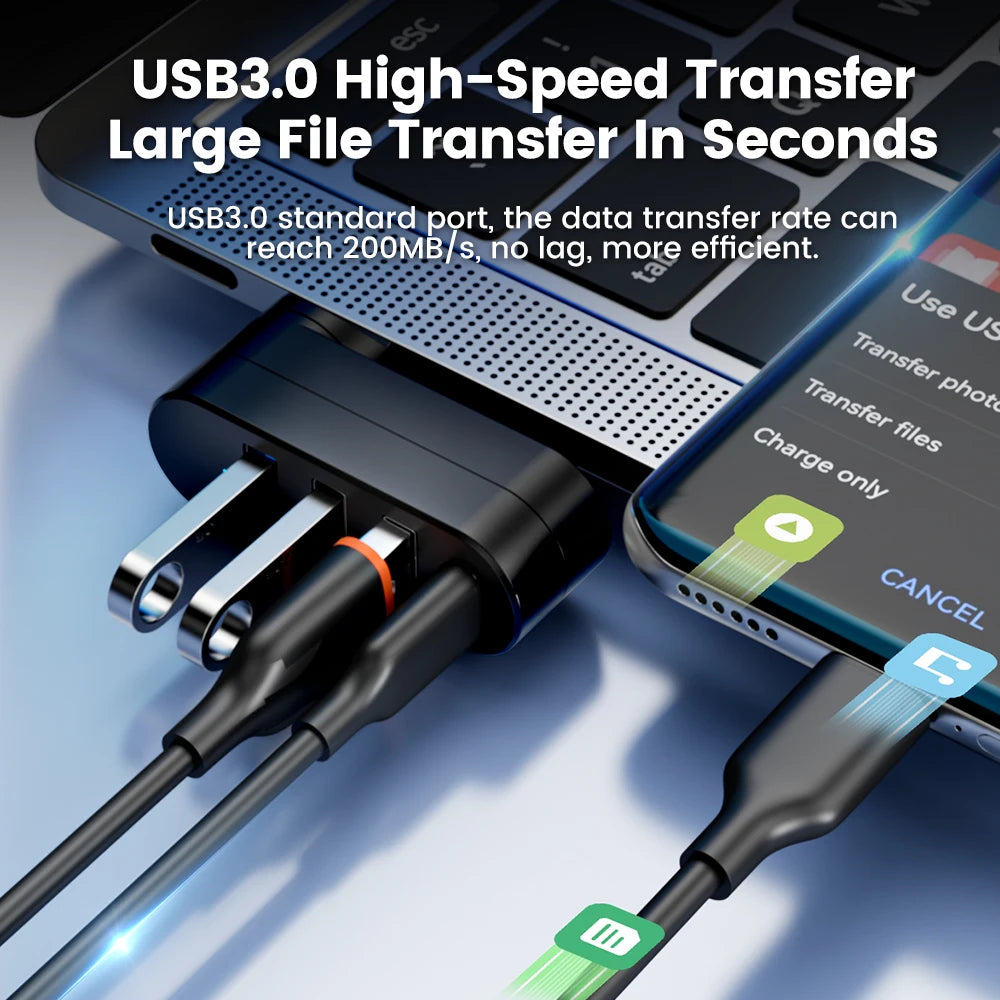 4-Port USB 3.0 Hub with Type-C – Fast Data Transfer Splitter USB Hub Splitter HIP
