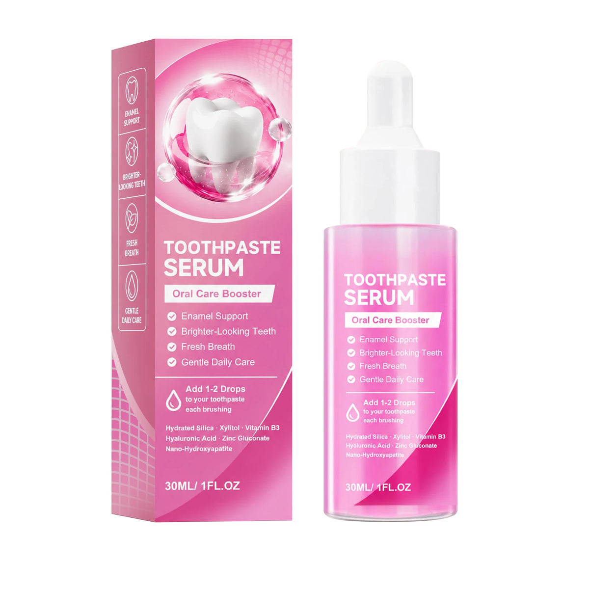 Fresh Breath Toothpaste & Brightening Serum Set | Daily Oral Care Toothpaste & Serum Set HIP 1PCS 30ml