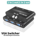 2-Port VGA Switch Box – 2 In 1 Out Video Switcher Adapter VGA Switch Box HIP black
